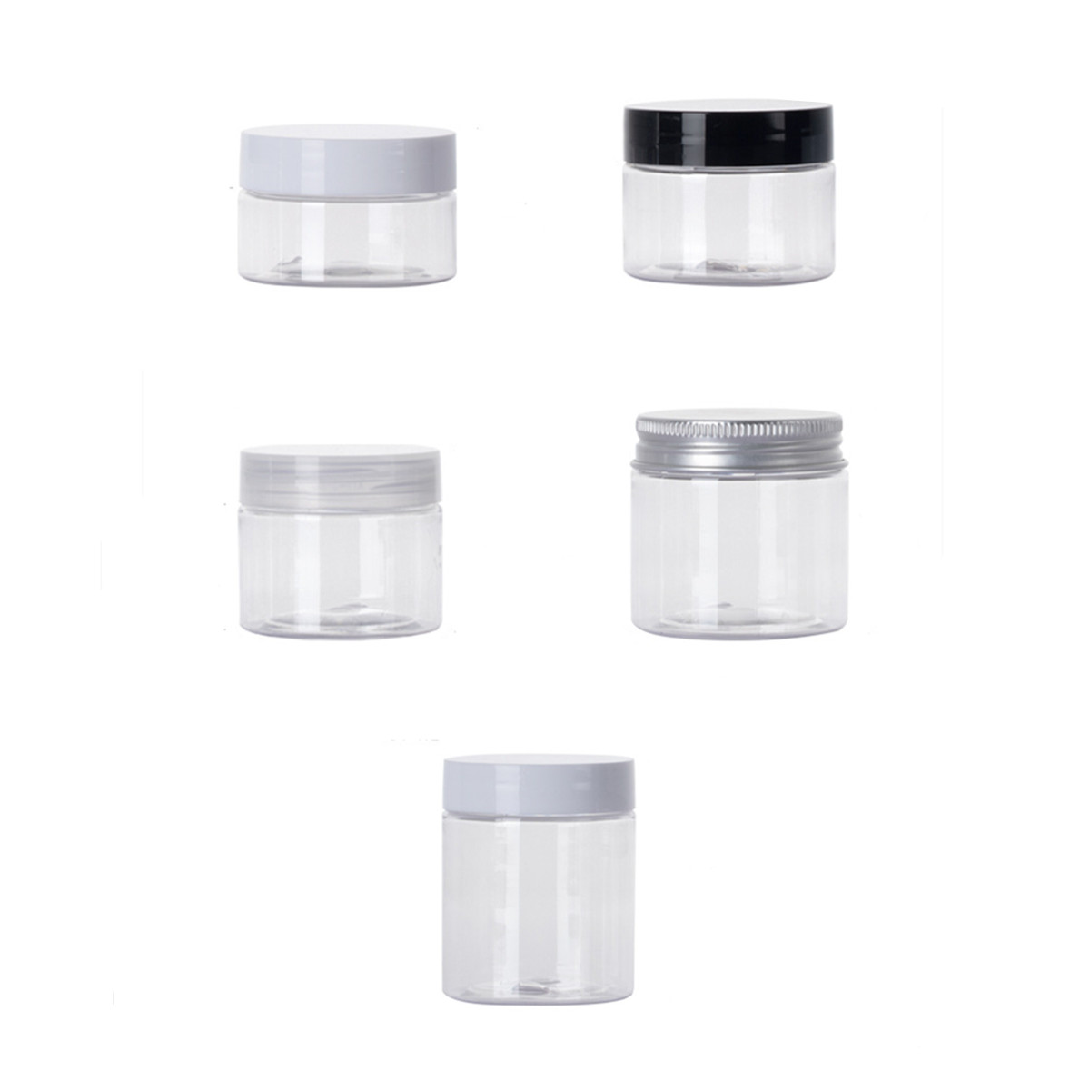 Mason Jar 8Oz - 50/100/120g 150/180/200/250/300ml 4oz 8oz プラスチック製丸型ペットジャー、スクリューアルミ/プラスチックキャップ/蓋付き、化粧品容器用