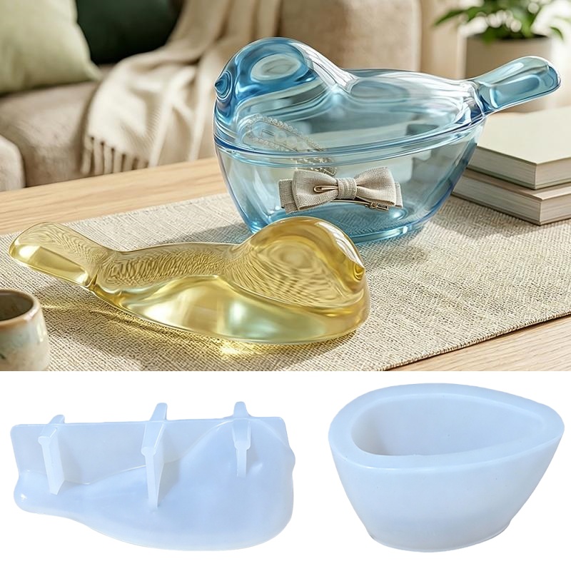 Candle Vessel Supplies - クリエイティブ鳥の形のキャンドルジャー用シリコンモールド DIY クラフトギフト収納ボックスジュエリー容器石膏樹脂モールド家の装飾用品