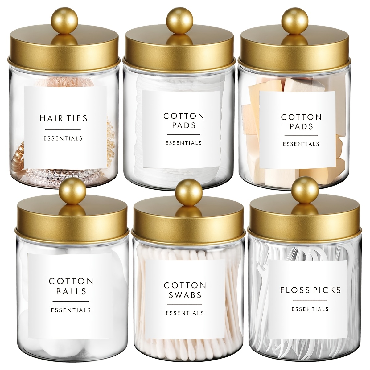 Mason Jar 8Oz - 綿棒ホルダーディスペンサー - 8オンスのプラスチック製薬瓶容器、化粧台のメイクアップカウンタートップオーガナイザー収納、バスルームキャニスター