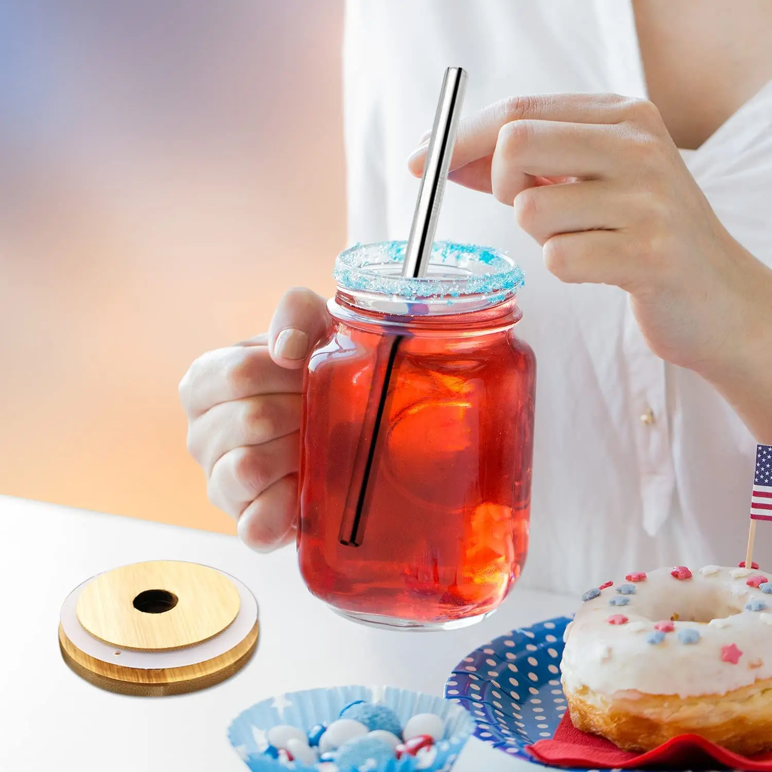 再利用可能なフルーツジュースクールドリンクグラスボトルグラデ - Mason Jar 8Oz のレビューと価格