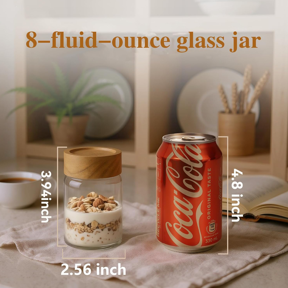 250ml（8オンス）ガラス製メイソンジャー、アカシア木製密 - Mason Jar 8Oz のレビューと価格