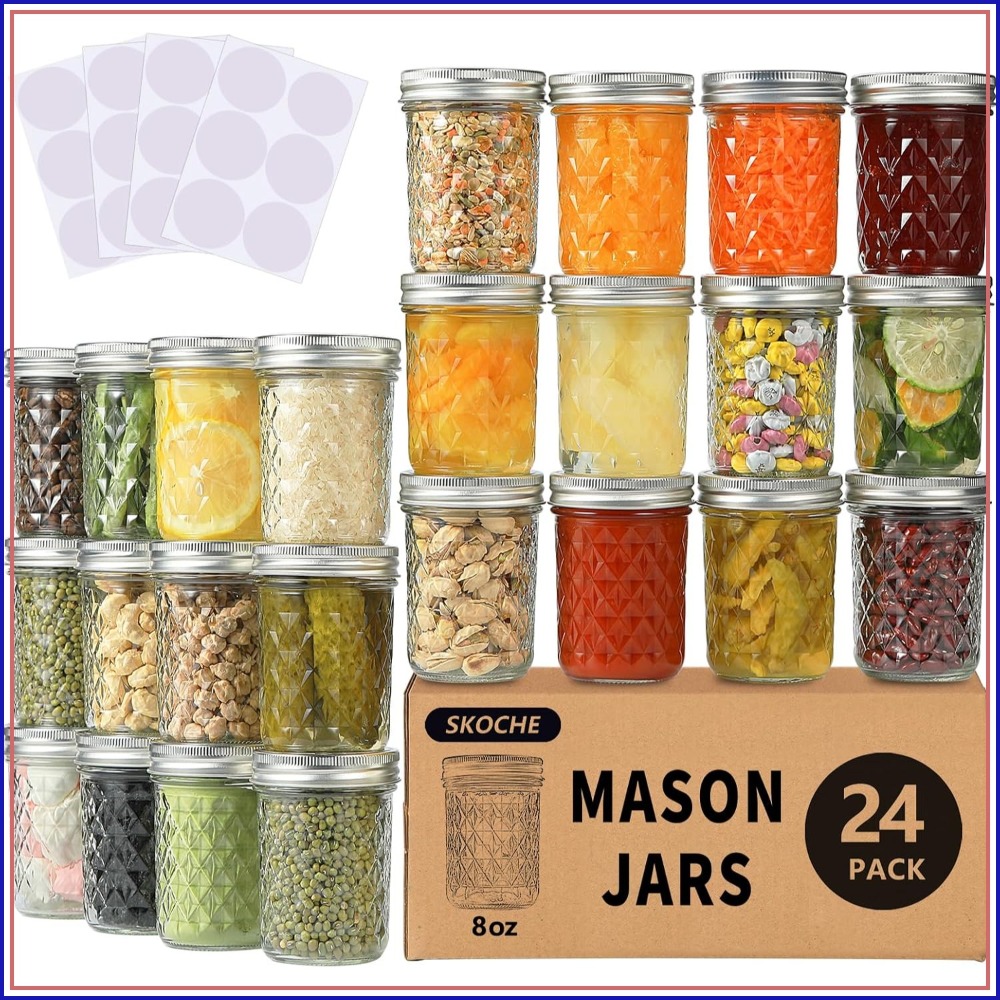 8オンスのメイソンジャー24個パック、ハーフパイント缶詰ジャ - Mason Jar 8Oz のレビューと価格