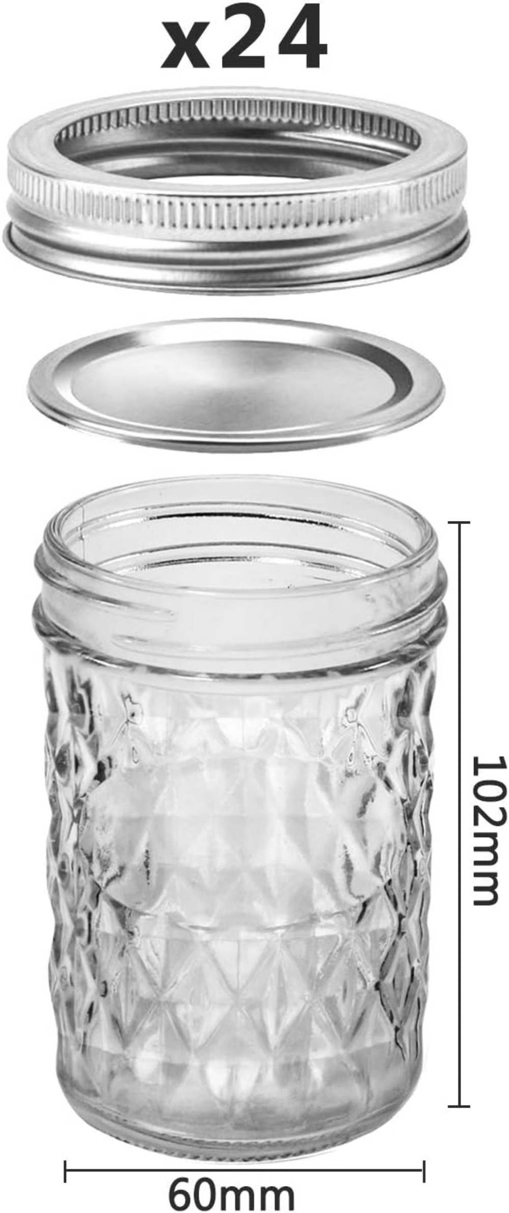 8オンスのメイソンジャー24個パック、ハーフパイント缶詰ジャ - Mason Jar 8Oz のレビューと価格
