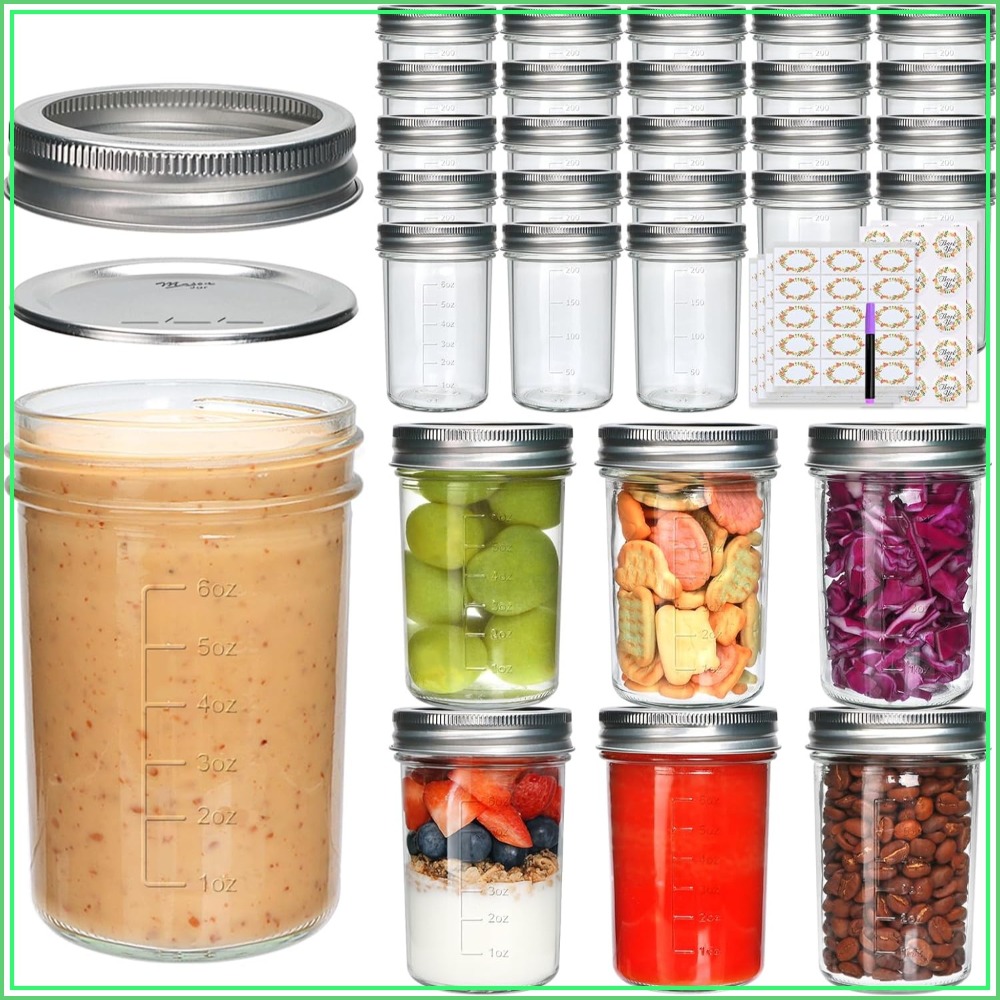 30個入り 8オンス メイソンジャー 蓋付き、ハーフパイント - Mason Jar 8Oz のレビューと価格