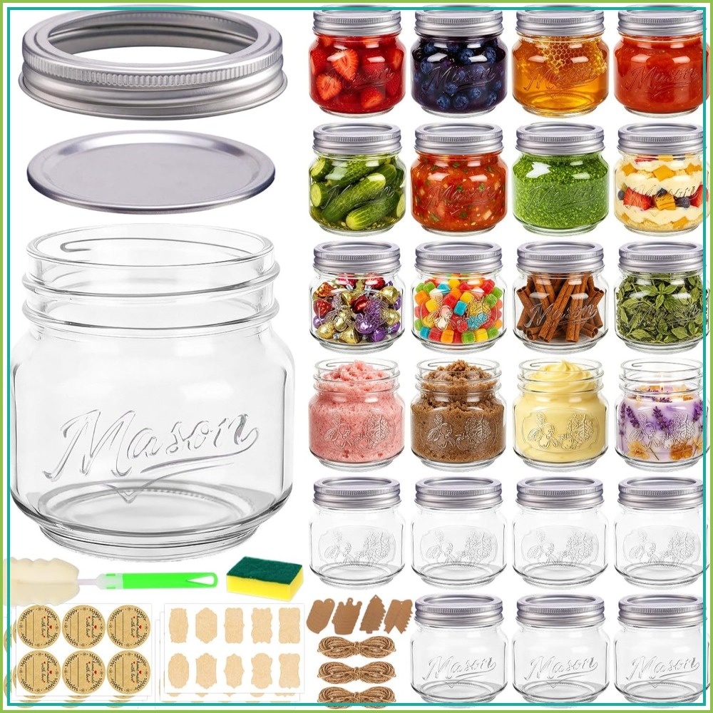 8オンスのメイソンジャー（蓋付き）、24個入りハーフパイント - Mason Jar 8Oz のレビューと価格