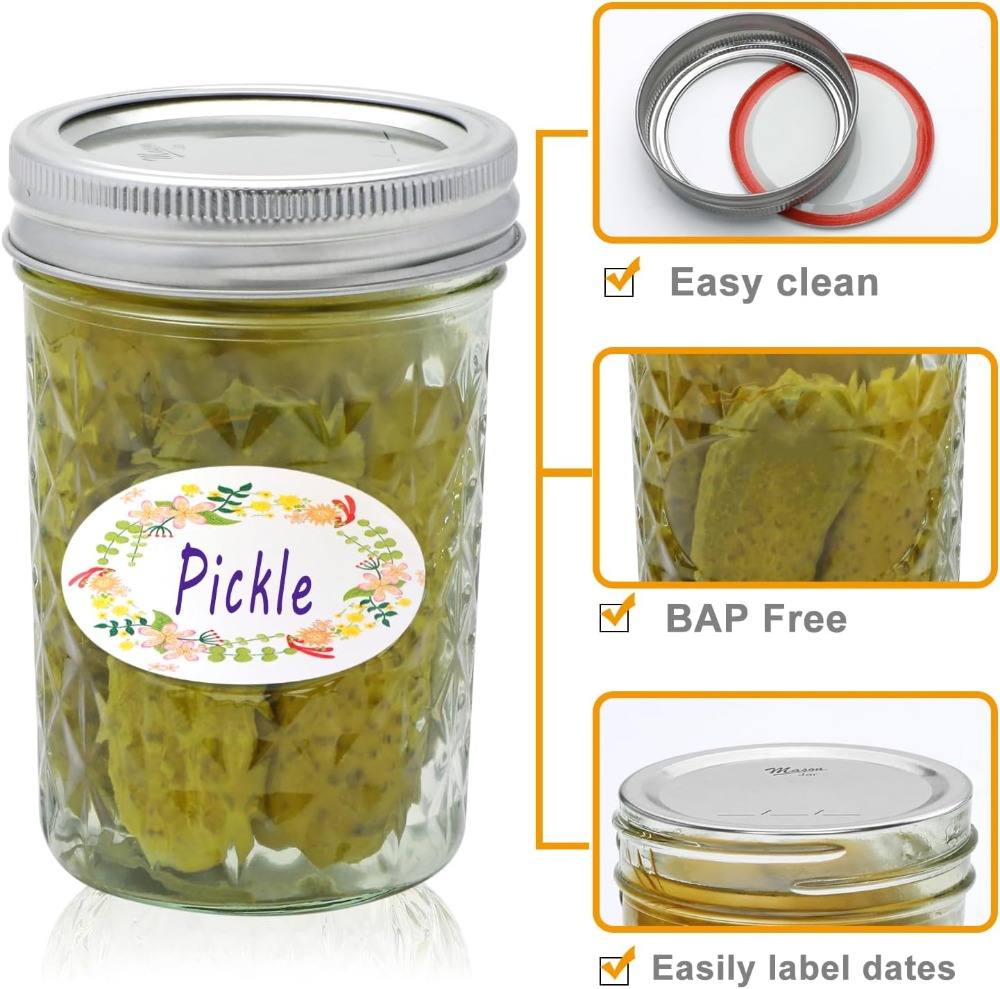 30個入り 8オンス メイソンジャー 気密蓋付き、蜂蜜、ゼリ - Mason Jar 8Oz のレビューと価格