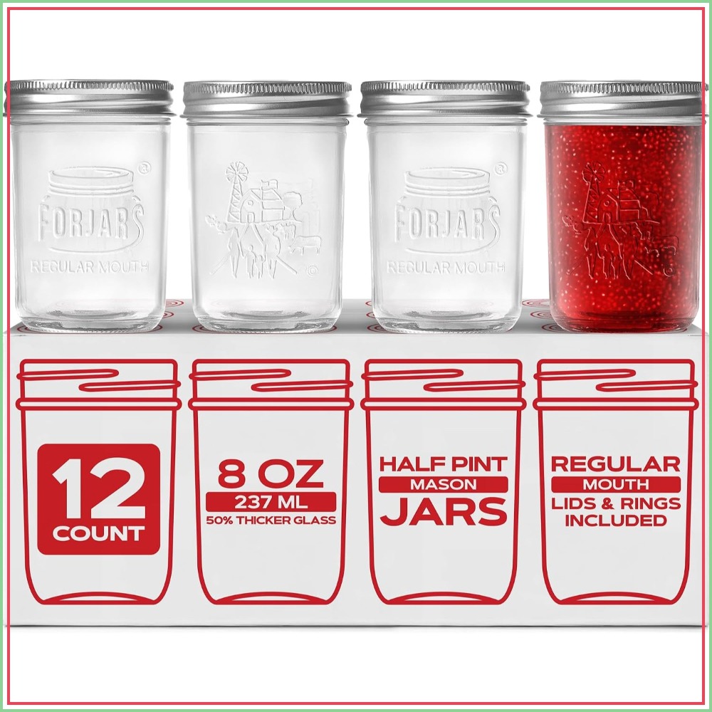 プレミアム8オンスメイソンジャー（蓋付き）12個パック、気密 - Mason Jar 8Oz のレビューと価格