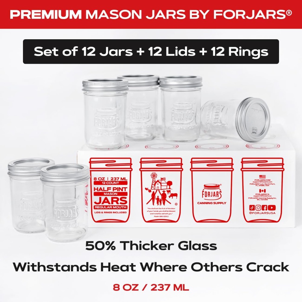 プレミアム8オンスメイソンジャー（蓋付き）12個パック、気密 - Mason Jar 8Oz のレビューと価格