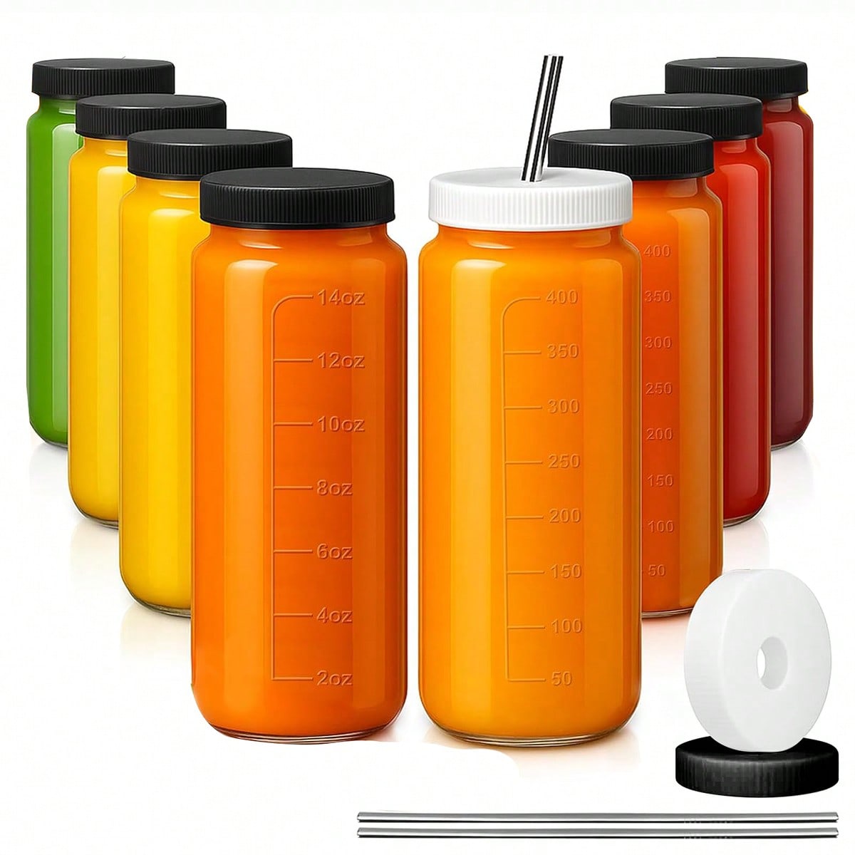 8本セットガラスジュースボトル モダンな再利用可能なガラス保 - Mason Jar 8Oz のレビューと価格