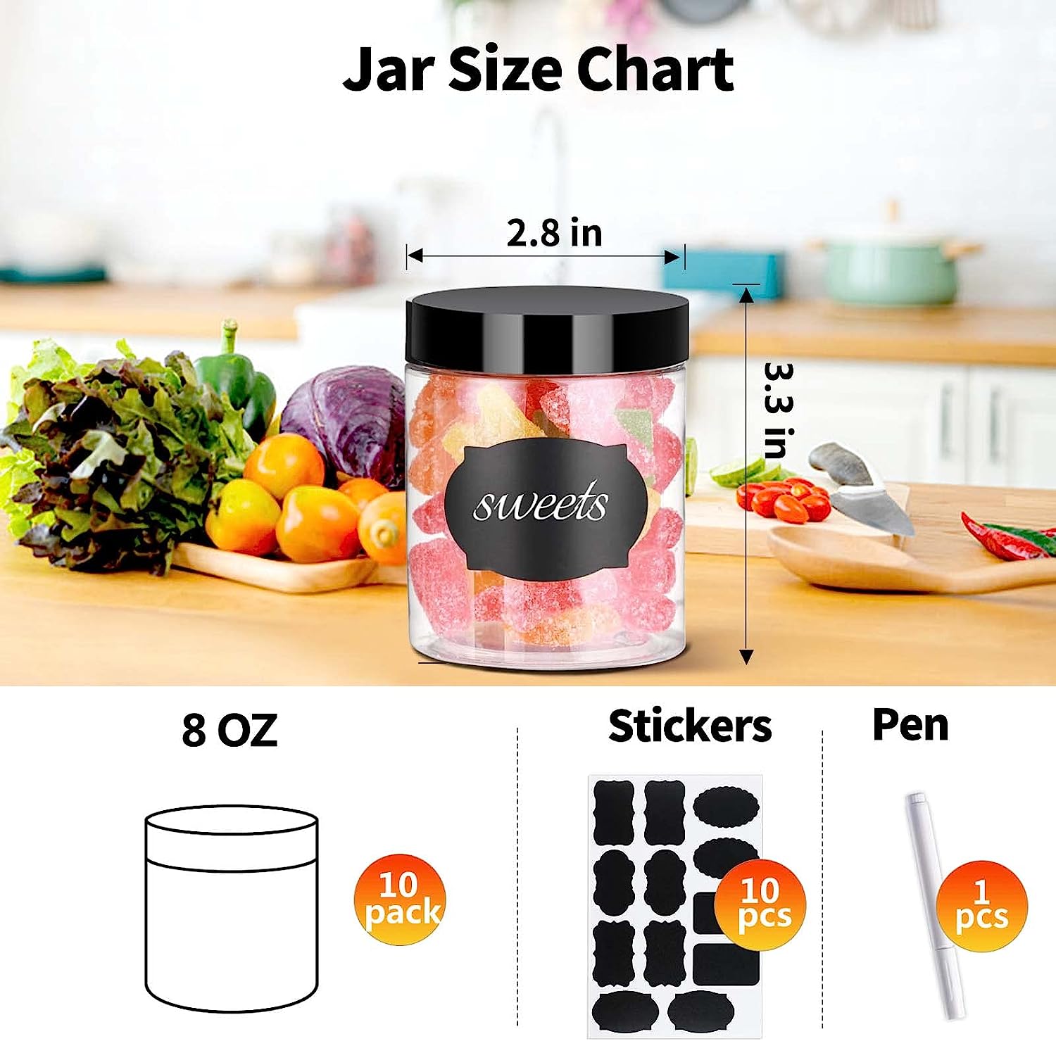 ふた、ペン、ラベルにネジが付いた10個の8オンスのプラスチッ - Mason Jar 8Oz のレビューと価格