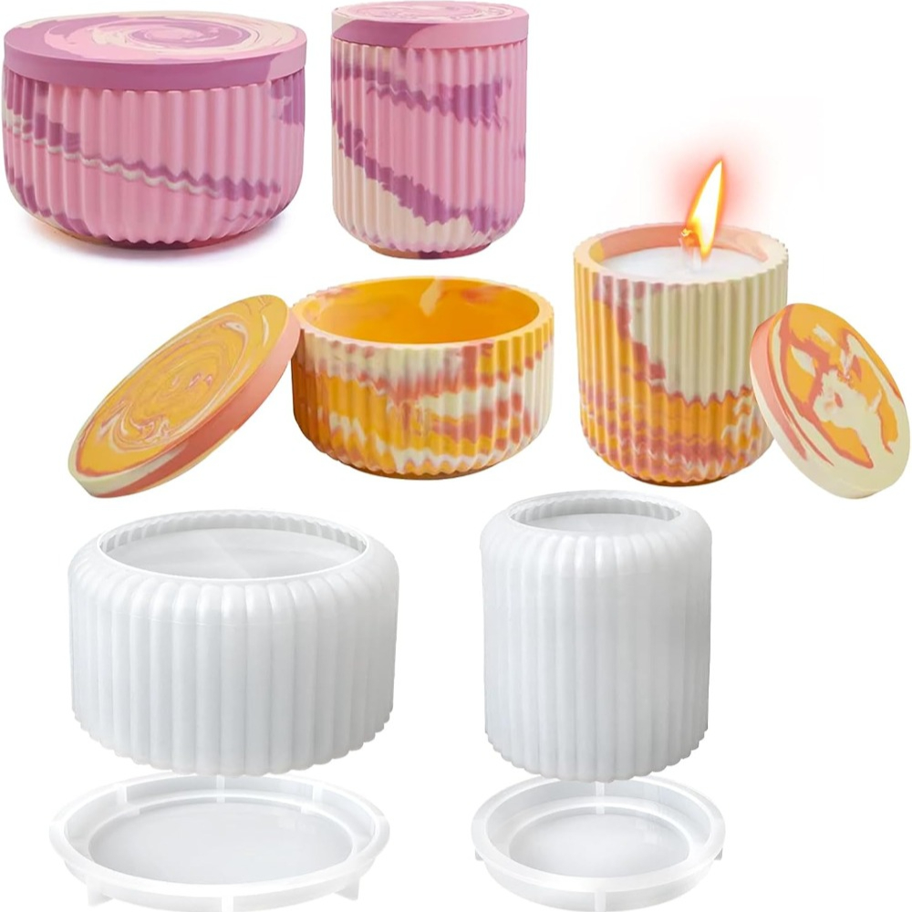 シリコーン型ストライプラウンドコンクリートキャンドルジャー蓋 - Candle Vessel Supplies のレビューと価格